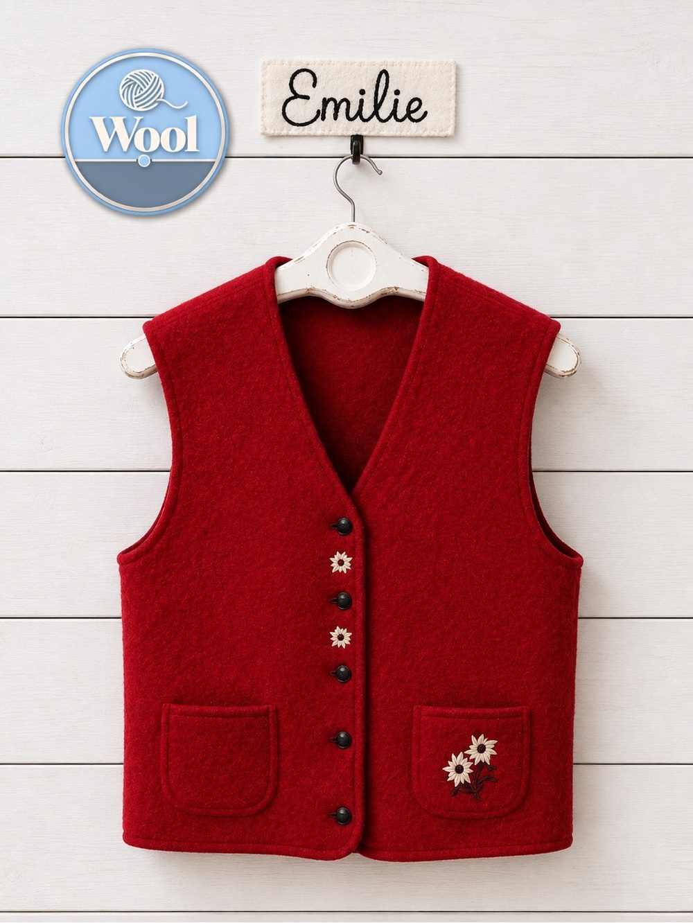 EMILIE Red Wool Vest XL